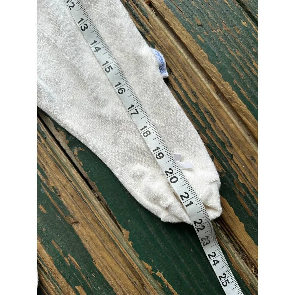 Patachou White Terry Cloth Footed Sleeper Bib Front Bows Infant Baby
